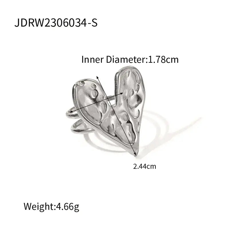 8K Gold Plated Heart Statement Ring