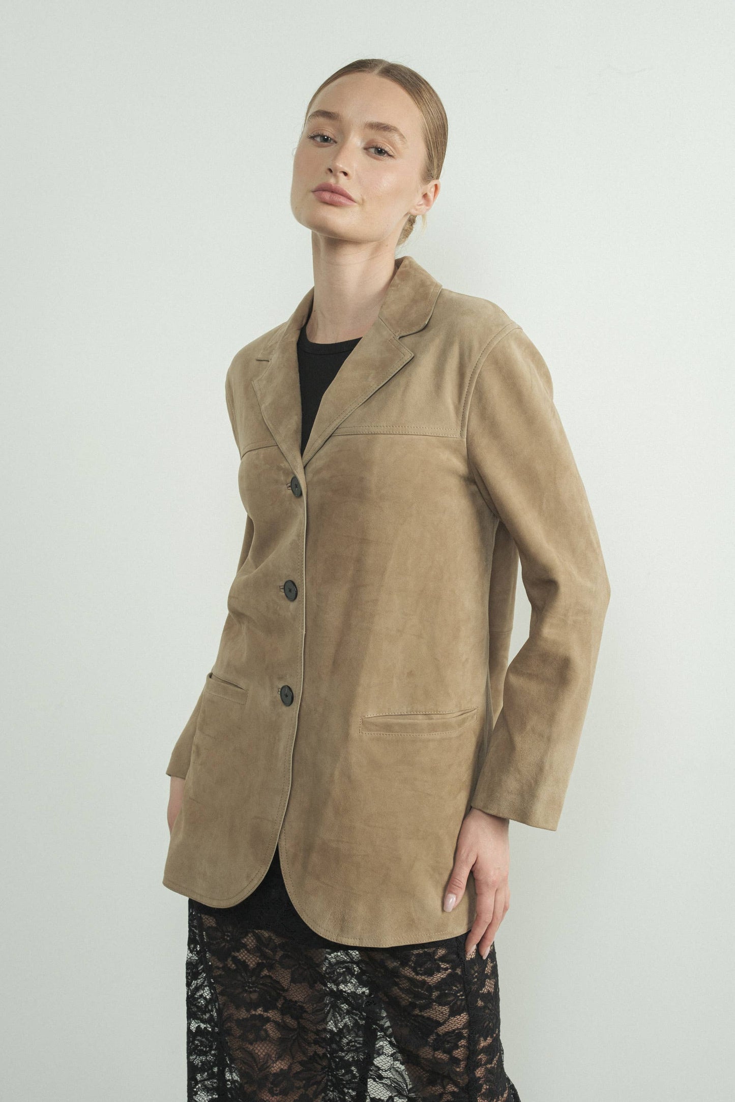 MAJORS FAUX SUEDE BLAZER in CAMEL