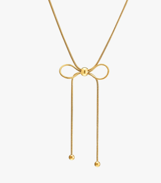 Tied Up- Bow-Lariat necklace