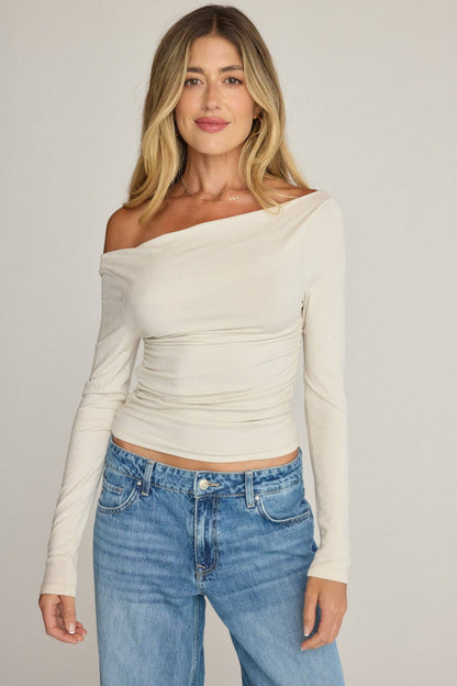 Angelica Long Sleeve Top - Antiqued White
