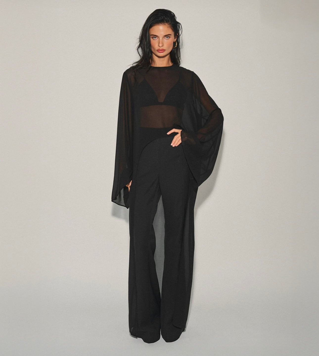 Whisper chiffon overlay top(more colors)