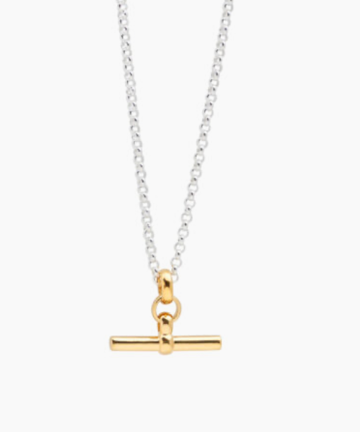 T Bar Toggle: Gold or Two tone Necklace
