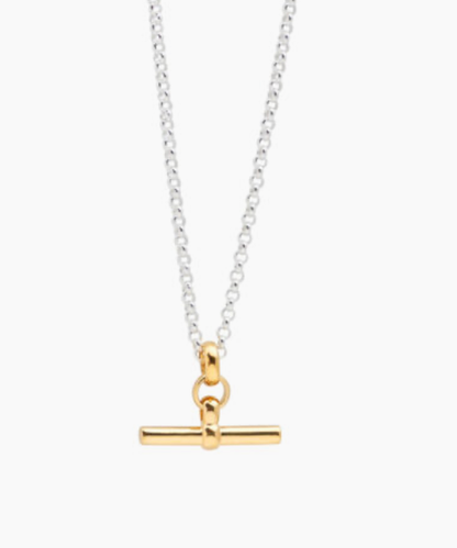 T Bar Toggle: Gold or Two tone Necklace