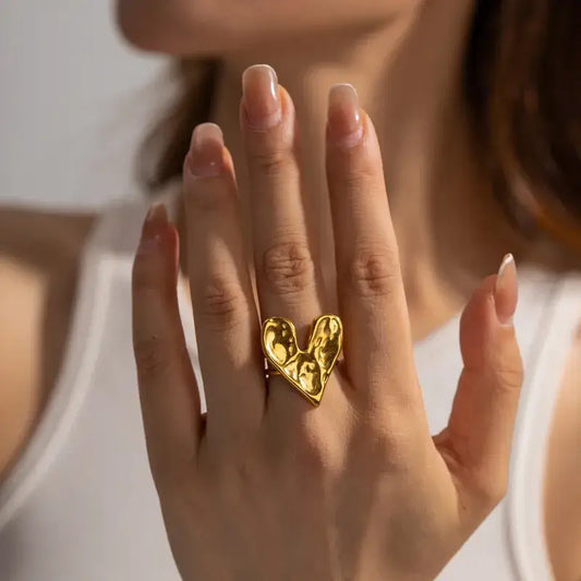 8K Gold Plated Heart Statement Ring