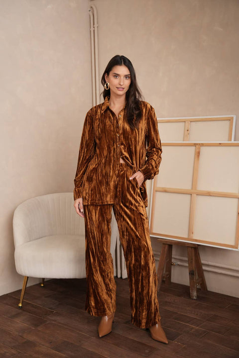 Danny crinkled velvet blouse
