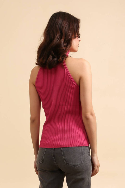 Coco Ribbed Knit Turtleneck Tank