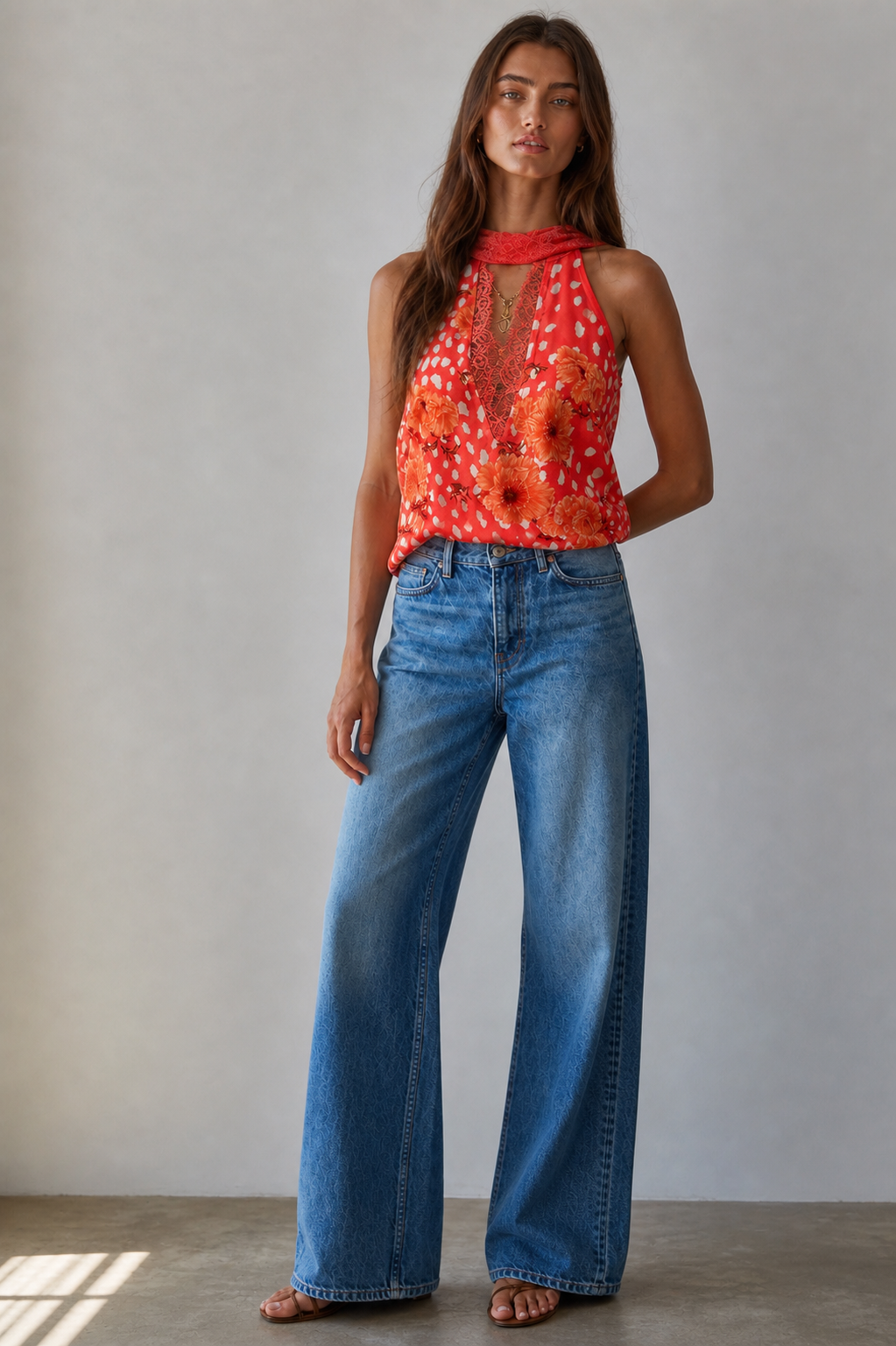 Coral poppy top by NFD