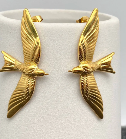 Take Flight- Swallow Bird 18K gold Earrings