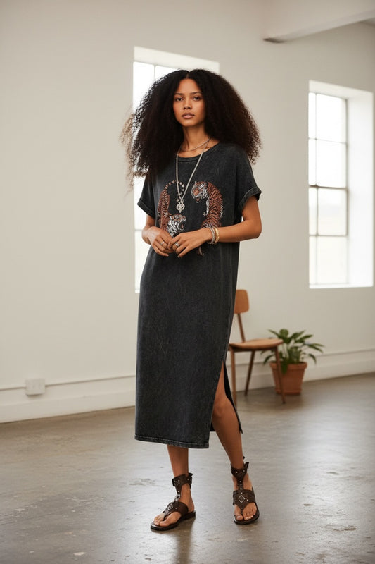 TWO TIGERS  MINERAL GRAPHIC DRESS