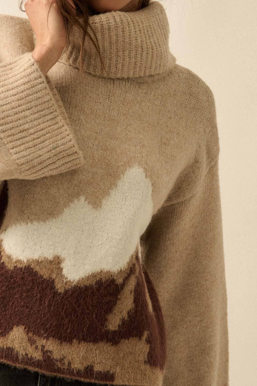 Mountain scape turtleneck sweater
