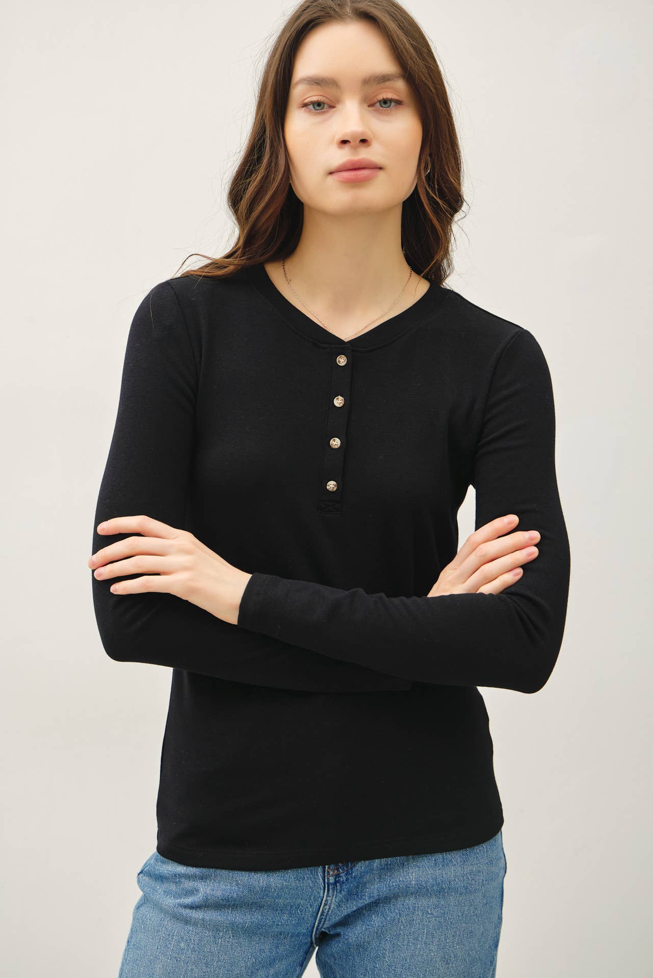 ULTRA SOFT BASICS LONGLEEVE HENLEY TOP