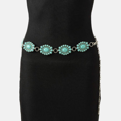 Western Turquoise Stone Bead Chain Belt