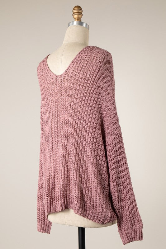 Rosé Drift V-neck sweater