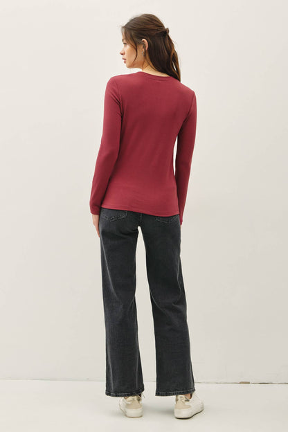 ULTRA SOFT BASICS LONGLEEVE HENLEY TOP