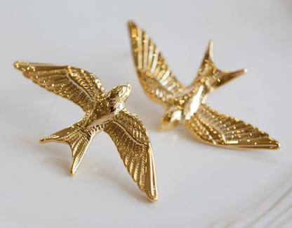 Take Flight- Swallow Bird 18K gold Earrings