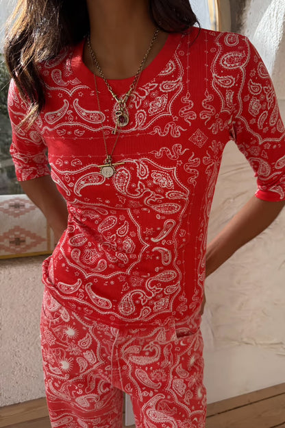 Red bandana rib top by NFD