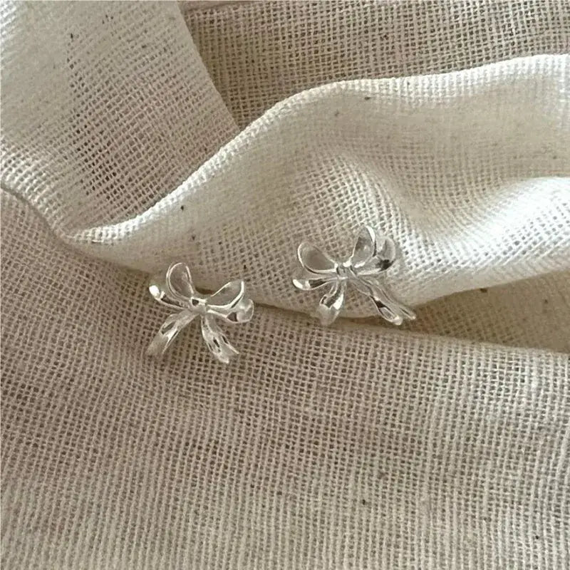 Sterling Silver Bow Earrings – Silver or Gold Jewelry: Yellow Gold