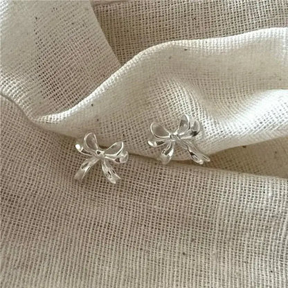 Sterling Silver Bow Earrings – Silver or Gold Jewelry: Yellow Gold