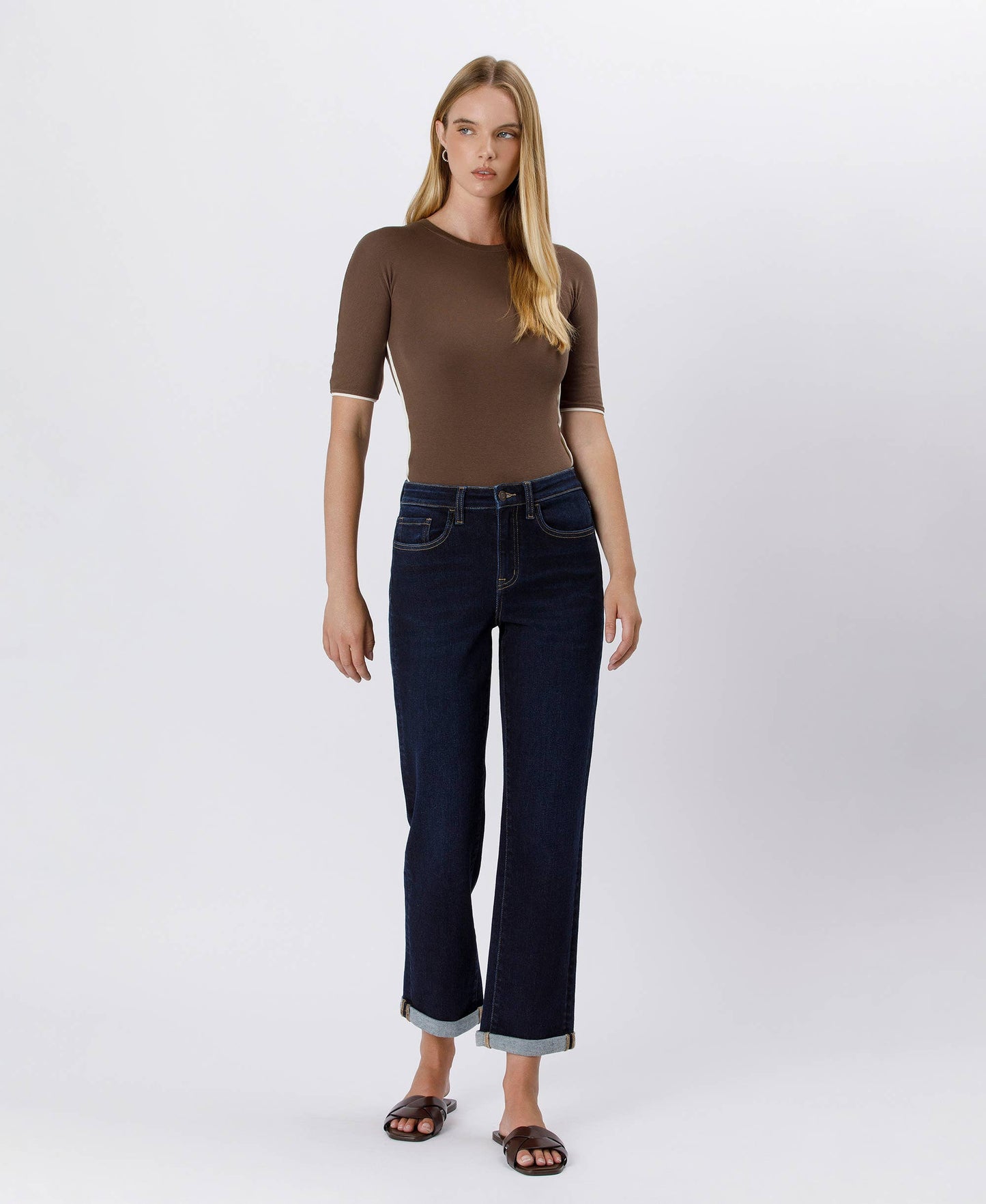 Bella CUFFED CROP STRAIGHT JEANS- some sizes preorder