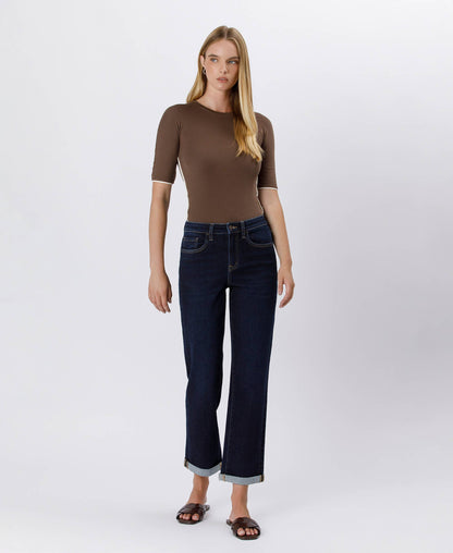 Bella CUFFED CROP STRAIGHT JEANS- some sizes preorder