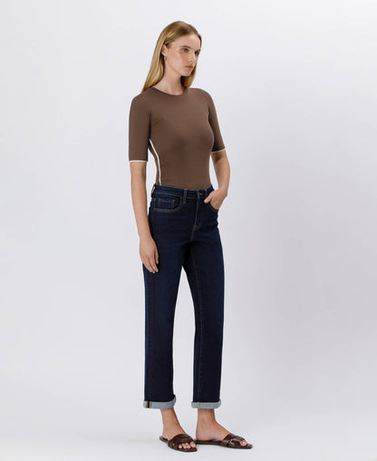 Bella CUFFED CROP STRAIGHT JEANS- some sizes preorder