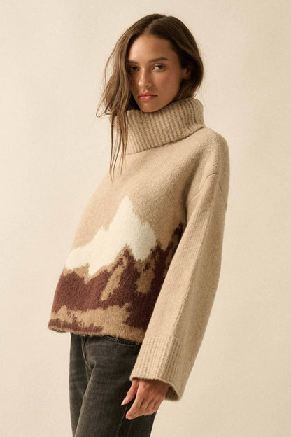 Mountain scape turtleneck sweater