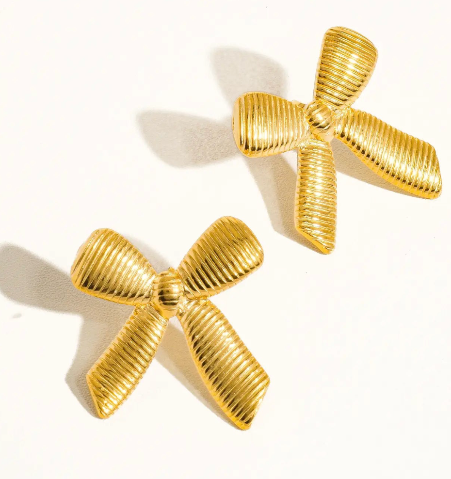 Ribbon Bow Stud Earrings