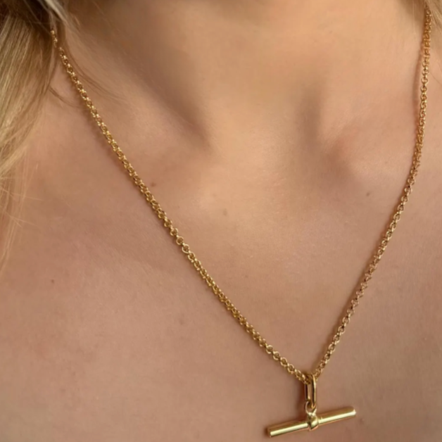 T Bar Toggle: Gold or Two tone Necklace