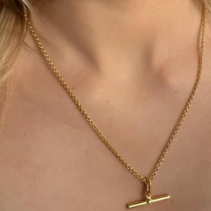 T Bar Toggle: Gold or Two tone Necklace