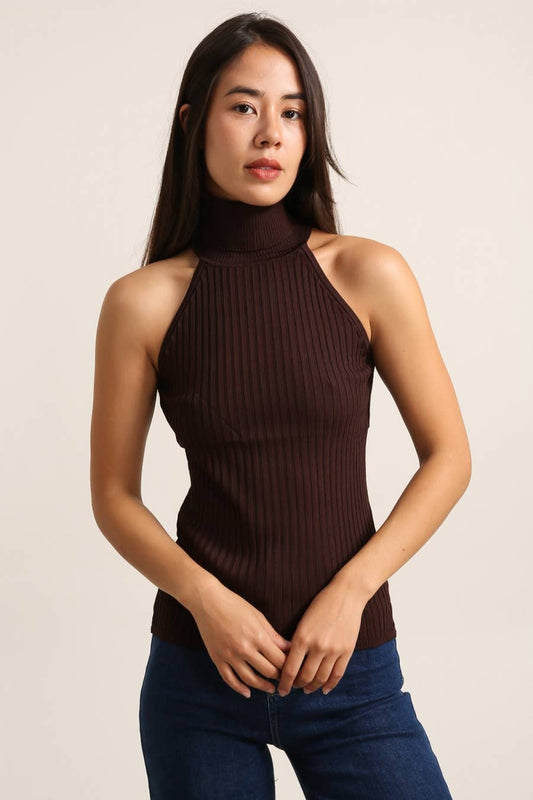 Coco Ribbed Knit Turtleneck Tan