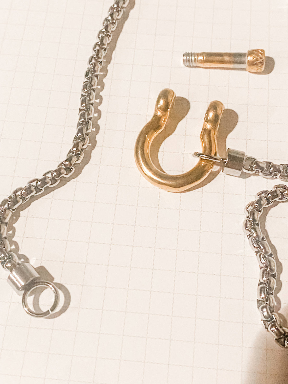 Carabiner horse Bit- Charm Chain  Two Tone