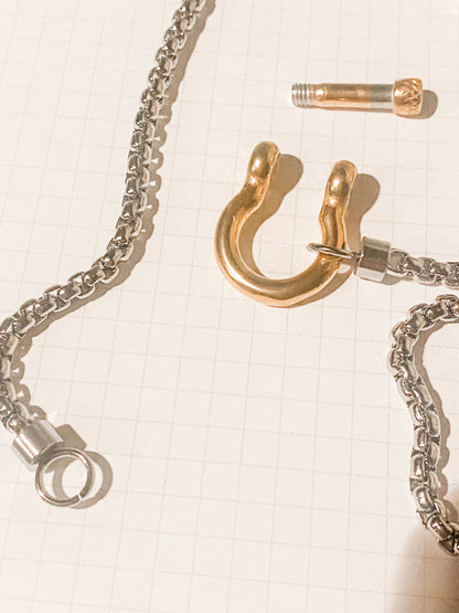 Carabiner horse Bit- Charm Chain  Two Tone