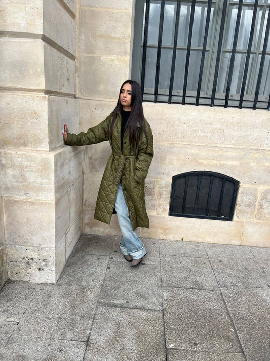 Quilted persimmon Trench