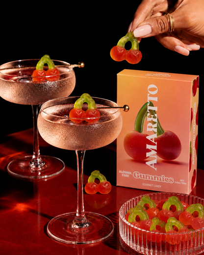 Amaretto Cherry Gummies, Chewy Candies, All natural