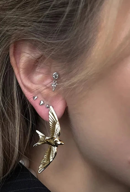 Take Flight- Swallow Bird 18K gold Earrings