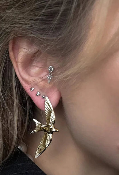 Take Flight- Swallow Bird 18K gold Earrings