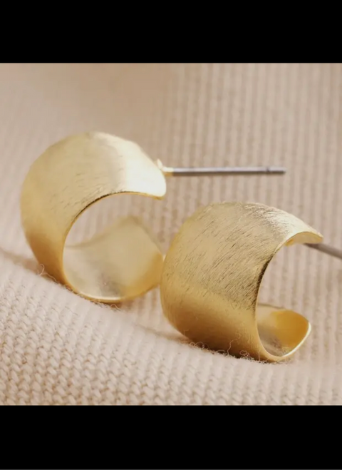 Brushed gold huggie hoops