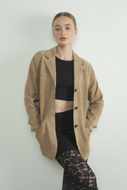 MAJORS FAUX SUEDE BLAZER in CAMEL