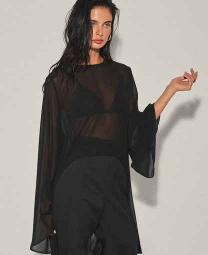 Whisper chiffon overlay top(more colors)