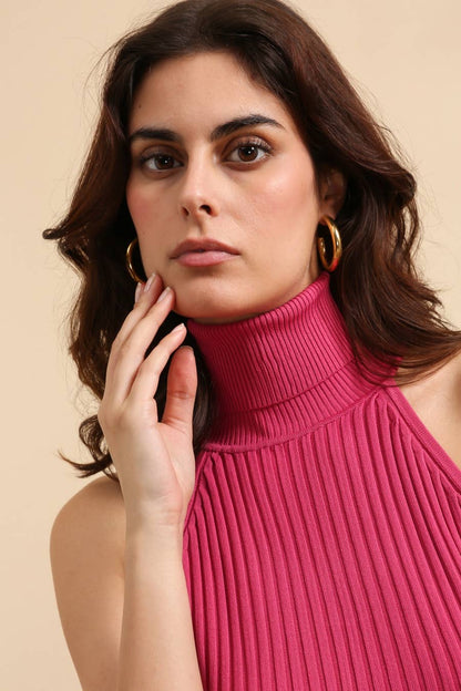 Coco Ribbed Knit Turtleneck Tan