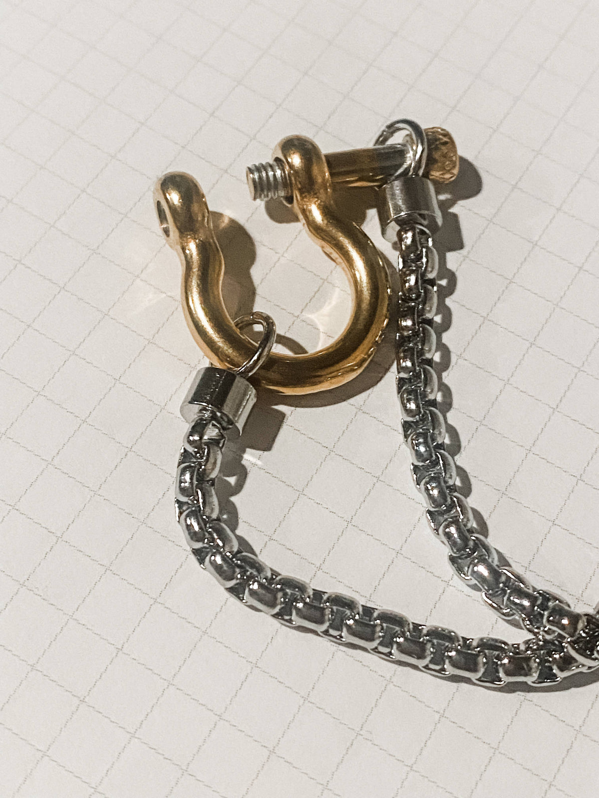 Carabiner horse Bit- Charm Chain  Two Tone