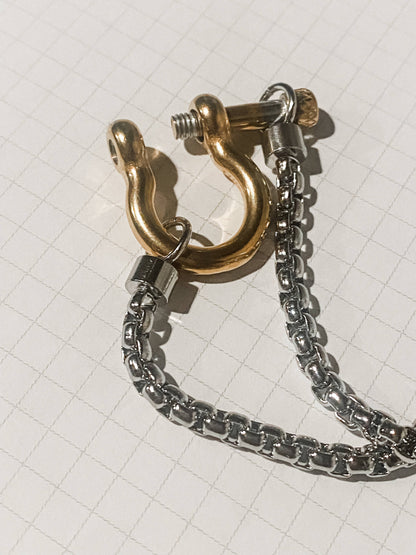 Carabiner horse Bit- Charm Chain  Two Tone