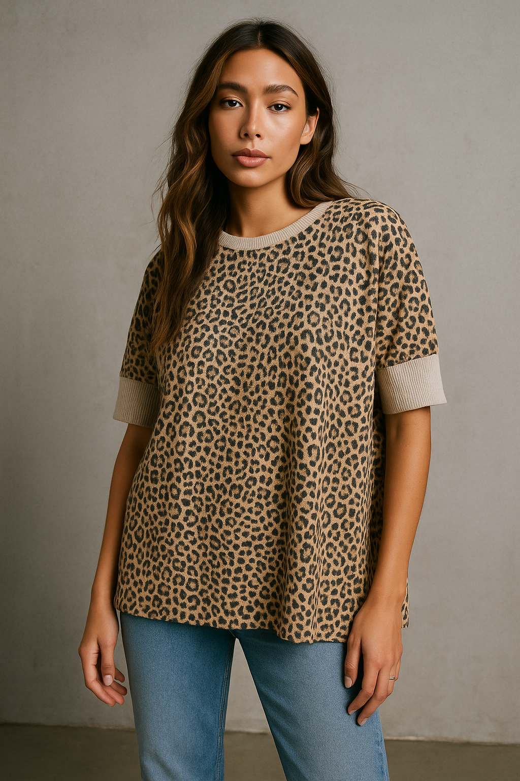 PaperDoll leopard boxy tee