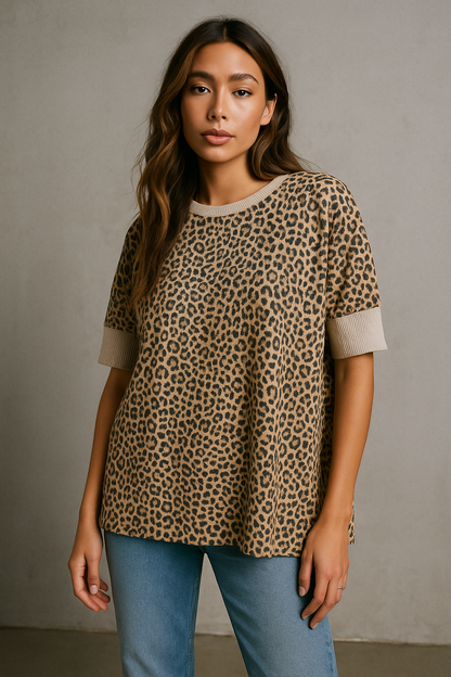 PaperDoll leopard boxy tee