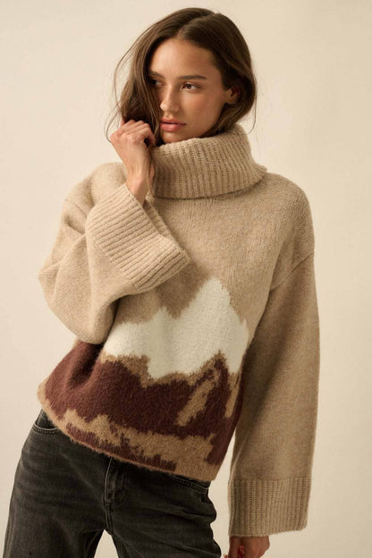 Mountain scape turtleneck sweater