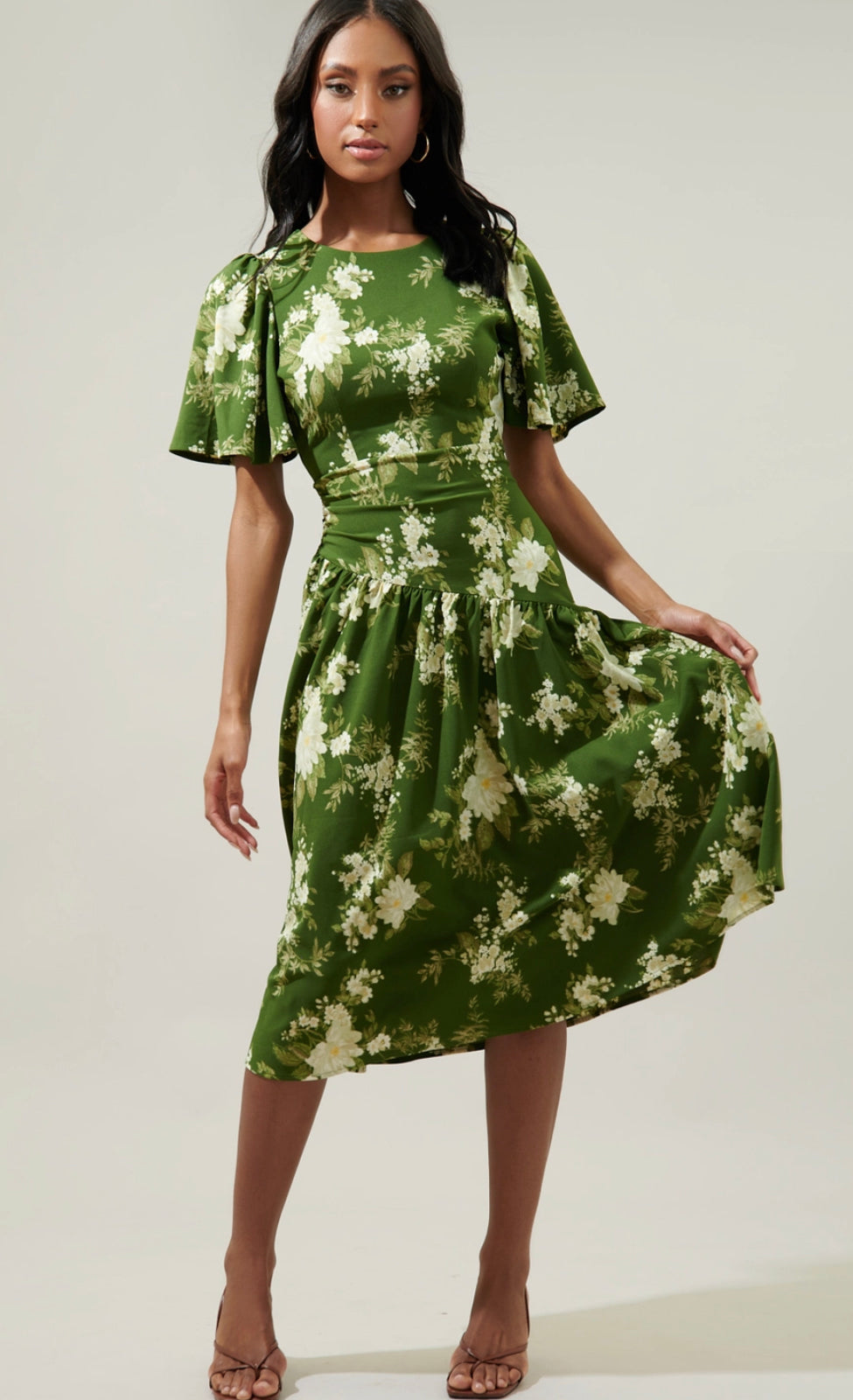 Floral rhythm midi dress