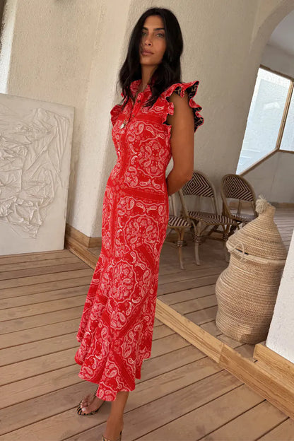 Red bandana Remi dress by NFD-preorder