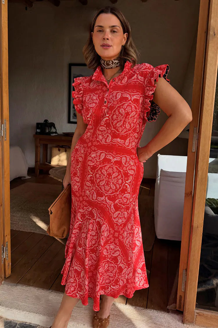 Red bandana Remi dress by NFD-preorder