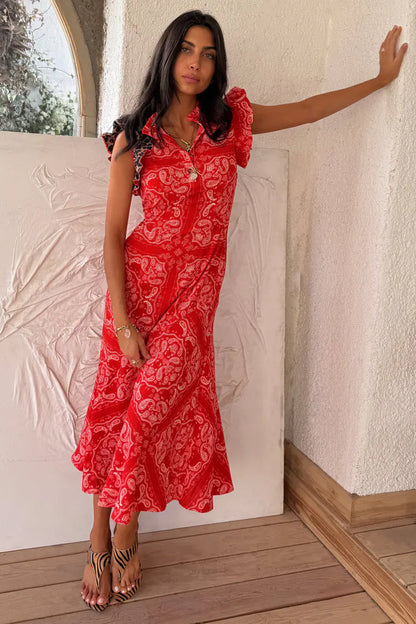 Red bandana Remi dress by NFD-preorder