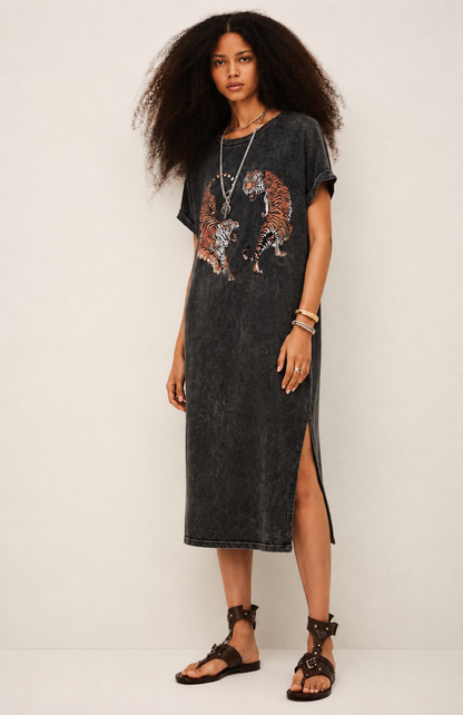 TWO TIGERS  MINERAL GRAPHIC DRESS